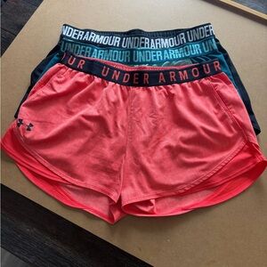 Under Armour Women's Coral and Black Athletic Shorts